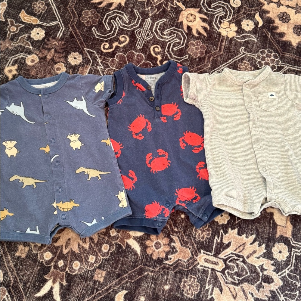 Carter's Blue and Gray Baby Rompers set of 3